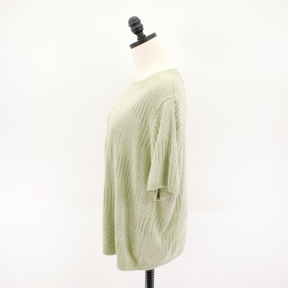 Alfred Dunner XL Knit Green Short Sleeve Crew Neck Sweater Padded Shoulders Acry - Picture 5 of 9